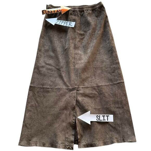 Vintage Skirt Womens Size 14 Brown Leather Western Modest Rustic Rodeo Retro - Picture 3 of 7